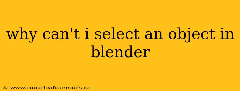 why can't i select an object in blender