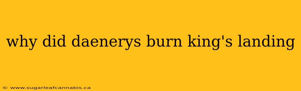 why did daenerys burn king's landing