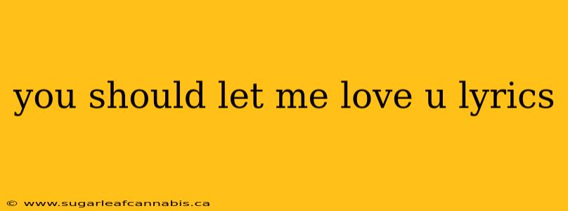 you should let me love u lyrics